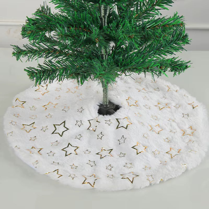 40cm Plush Christmas Tree Skirt with Sequin Snowflakes - Decorative Base Cover for 2024 New Year and Navidad Celebrations