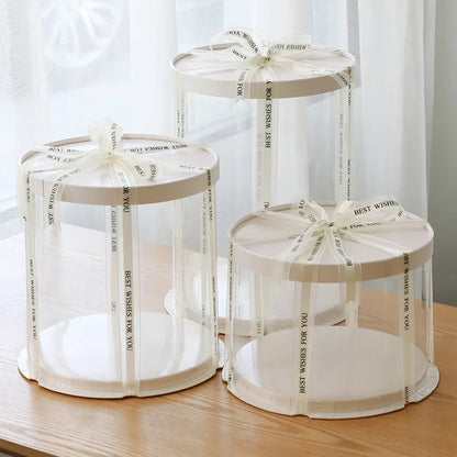 Clear PET Birthday Cake Boxes - 18/22Cm Transparent Packaging for Gifts, Rose Bears, Baby Showers, Weddings, and Christmas Celebrations