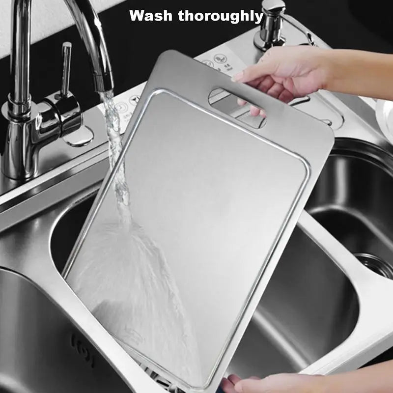 Professional Stainless Steel Double-Sided Cutting Board for Culinary Use