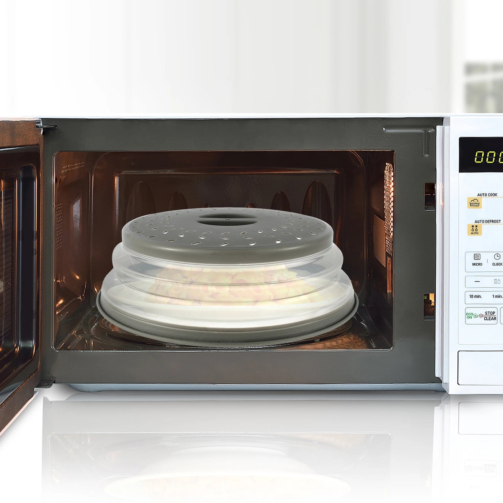 10.5-Inch Collapsible Microwave Splatter Cover with Handle and Vents - Multi-Functional Plate Cover