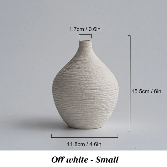 Nordic Luxury Ceramic Vase for Home Decor - Narrow Mouth Flower Pot for Living Room and Office Desktop Gift
