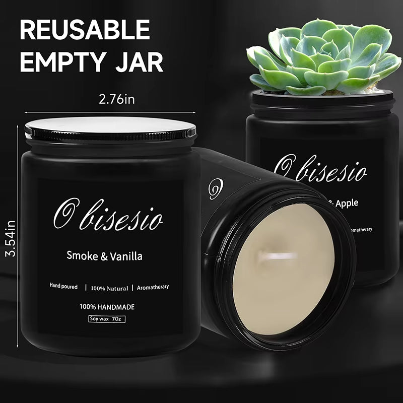 Aromatherapy Scented Candle Set for Men - Cinnamon, Apple, Vanilla, and Pumpkin Soy Candles for Home Use