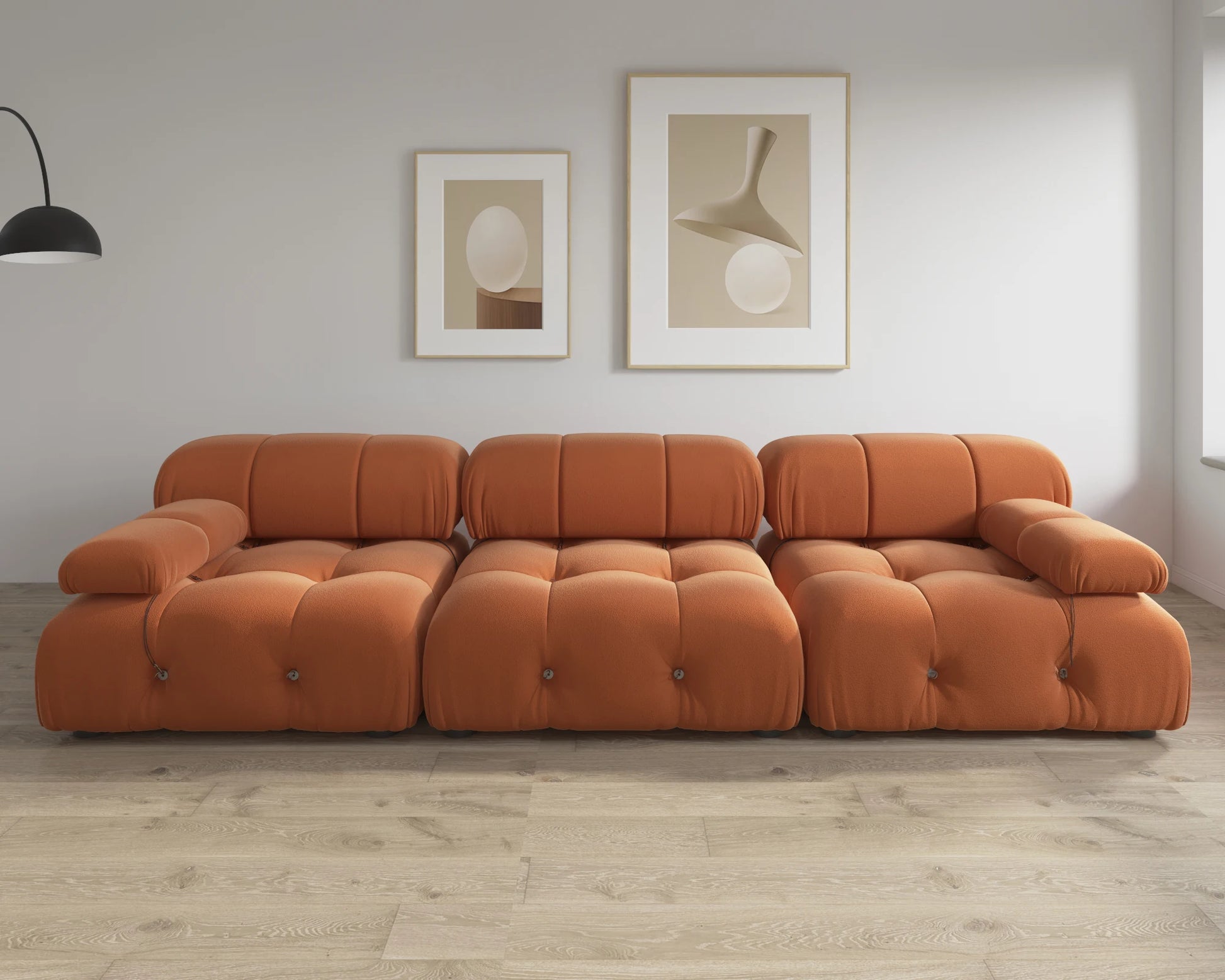 104" Modern Velvet Minimalist Modular Sectional Sofa - Convertible 3-Seat Living Room Set for Office and Apartment