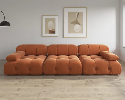 104" Modern Velvet Minimalist Modular Sectional Sofa - Convertible 3-Seat Living Room Set for Office and Apartment