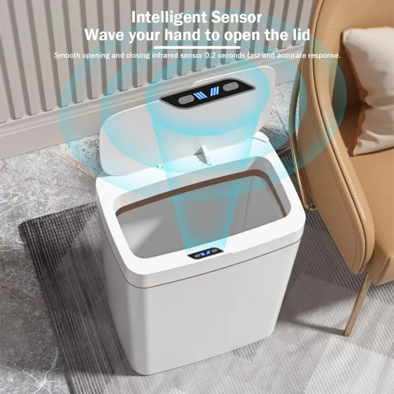 15/18L Smart Sensor Waterproof Trash Can with Narrow Seam - Automatic Waste Bin for Kitchen, Bathroom, and Bedroom