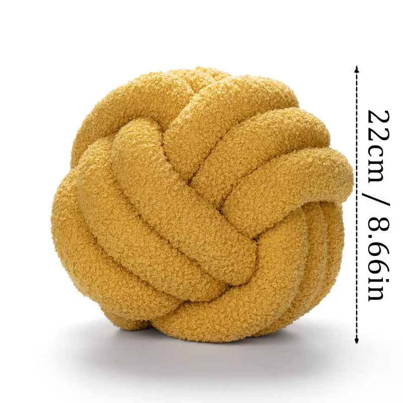 Velvet Knot Ball Throw Pillows for Home Decor - Soft Cushions for Couch and Bench, Ideal for Lounge Chair Backrest