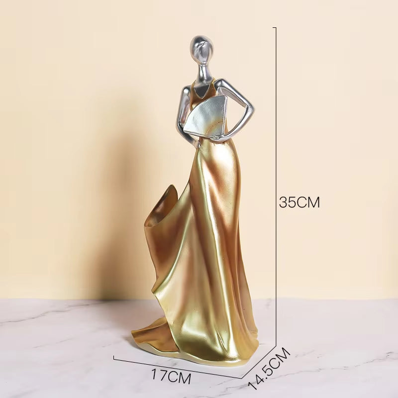 Elegant Women's Skirt Wine Rack Sculpture - Contemporary Decorative Figure for Home Decor