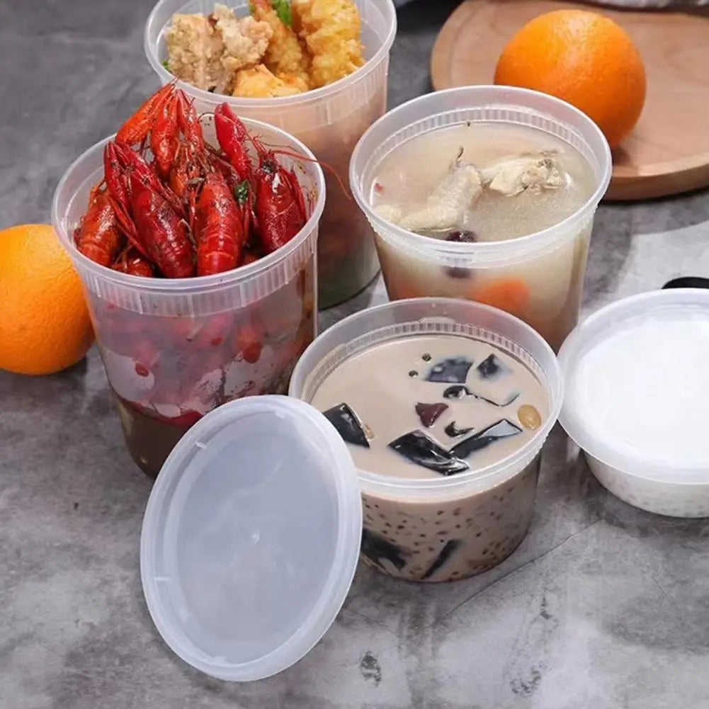 20-Piece Airtight Food Storage Container Set with Snap-On Lids - Round Plastic Deli Organizer Boxes for Kitchen Use