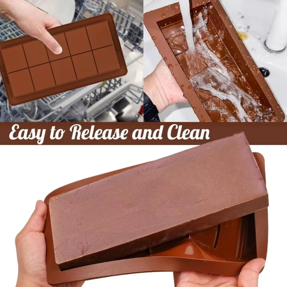 Silicone Chocolate Bar Molds for Easy Release - Durable Rectangle Moulds for Protein and Energy Wax Melts, Ideal for Handmade Gifts