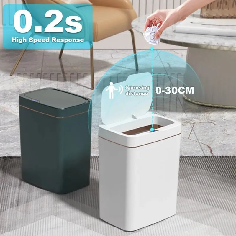15/18L Smart Sensor Waterproof Trash Can with Narrow Seam - Automatic Waste Bin for Kitchen, Bathroom, and Bedroom