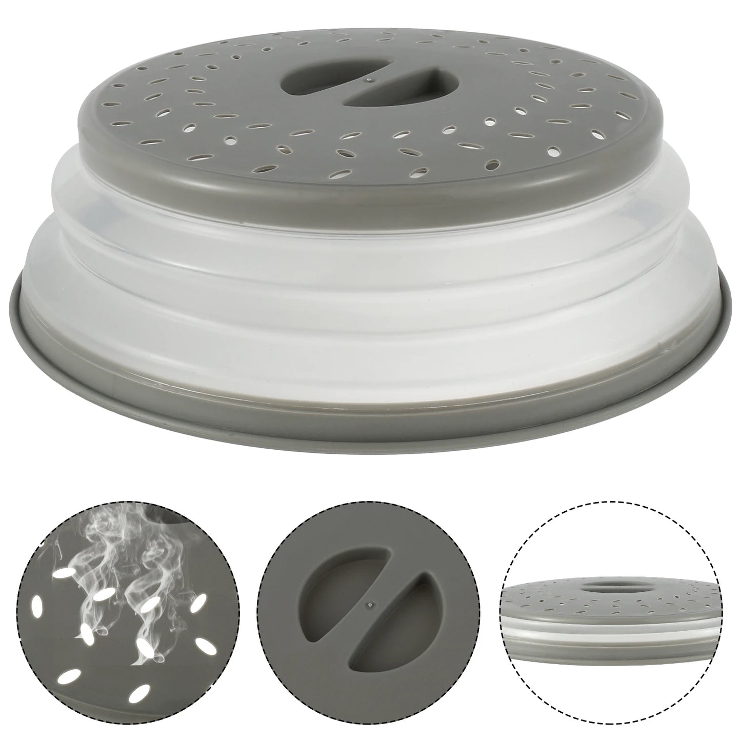 10.5-Inch Collapsible Microwave Splatter Cover with Handle and Vents - Multi-Functional Plate Cover