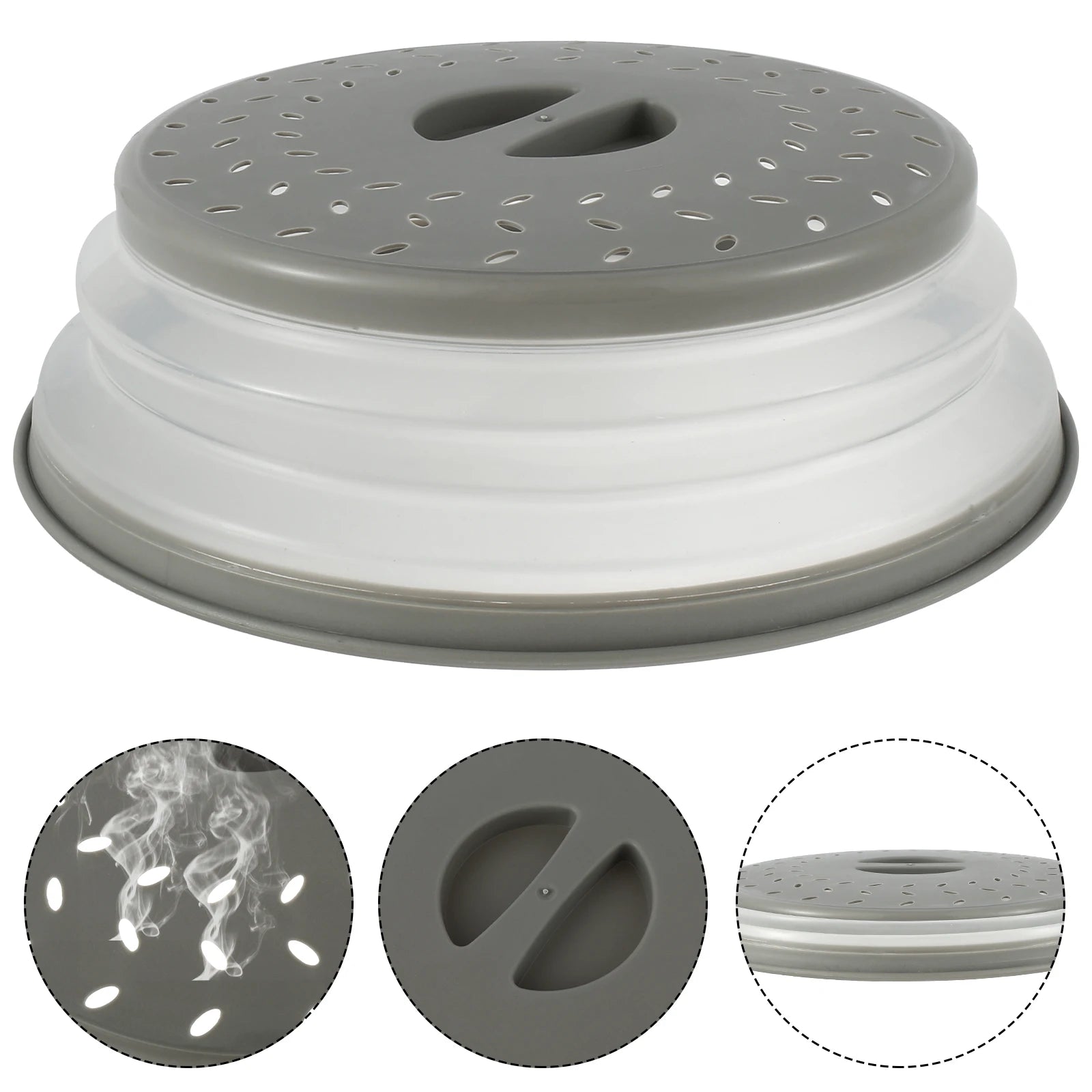 10.5-Inch Collapsible Microwave Splatter Cover with Handle and Vents - Multi-Functional Plate Cover