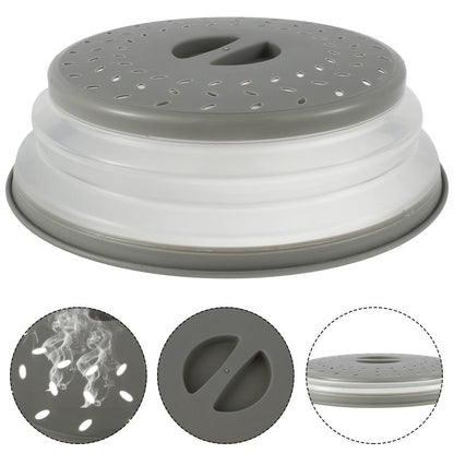 10.5-Inch Collapsible Microwave Splatter Cover with Handle and Vents - Multi-Functional Plate Cover