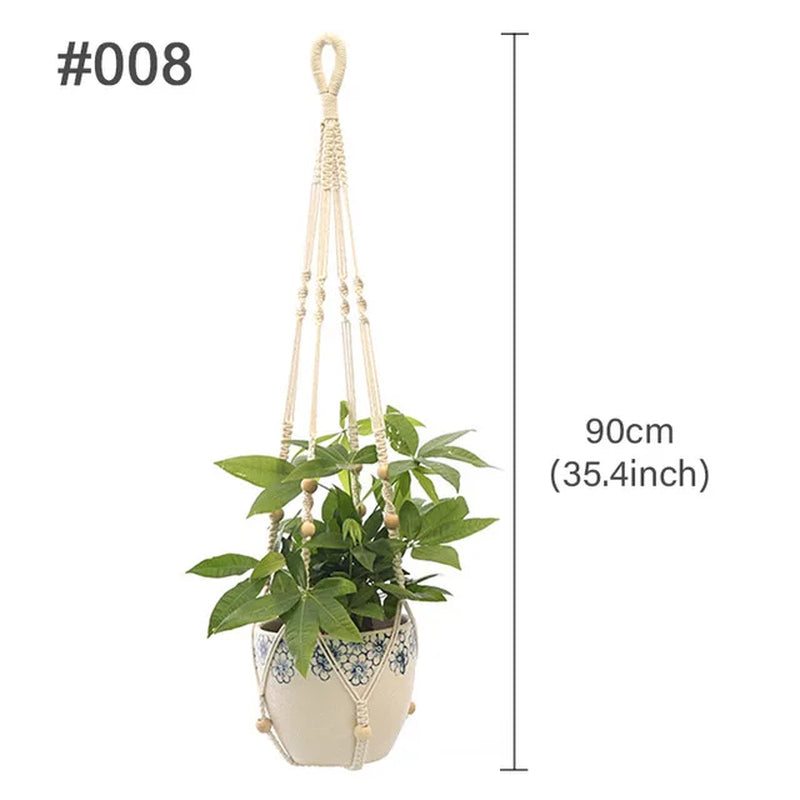 Macrame Hanging Planter - Decorative Wall Plant Holder and Flower Basket for Balconies