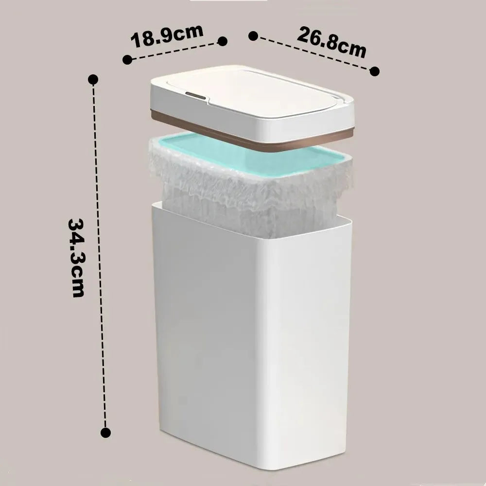 15/18L Smart Sensor Waterproof Trash Can with Narrow Seam - Automatic Waste Bin for Kitchen, Bathroom, and Bedroom
