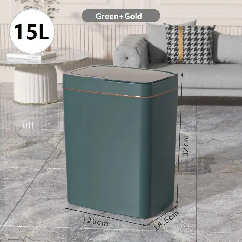 15/18L Smart Sensor Waterproof Trash Can with Narrow Seam - Automatic Waste Bin for Kitchen, Bathroom, and Bedroom