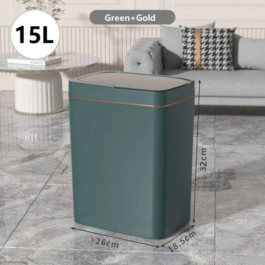 15/18L Smart Sensor Waterproof Trash Can with Narrow Seam - Automatic Waste Bin for Kitchen, Bathroom, and Bedroom