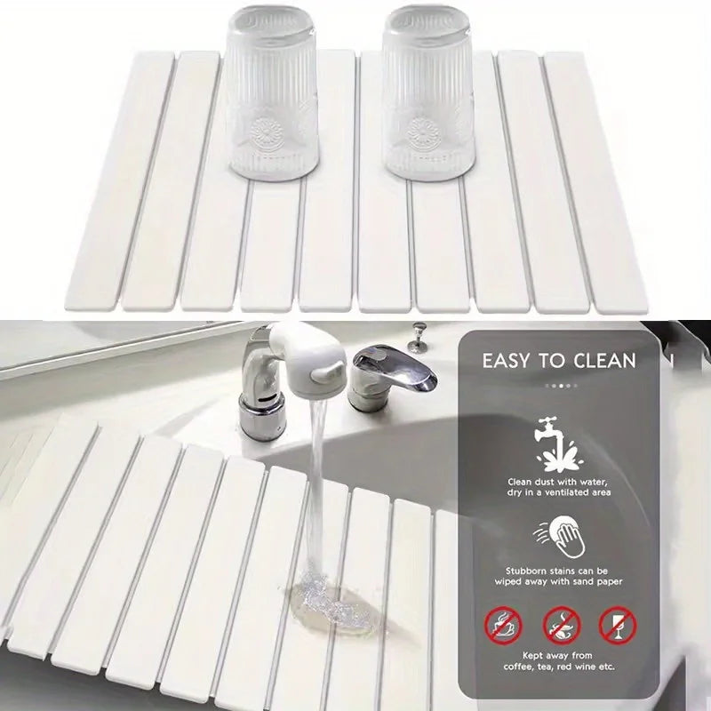 Multi-Purpose Diatomite Mats and Pads for Kitchen Use, Foldable Drying Mat for Dishes and Tableware, Non-Slip and Highly Absorbent