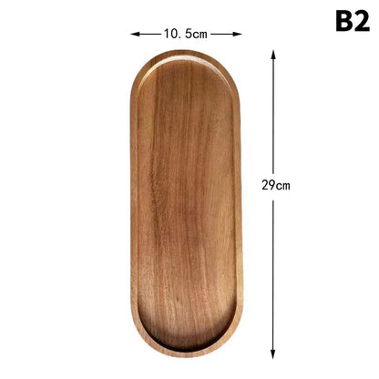 Solid Wood Round Dessert Plate - Japanese-Style Wooden Tray for Snacks and Dried Fruits