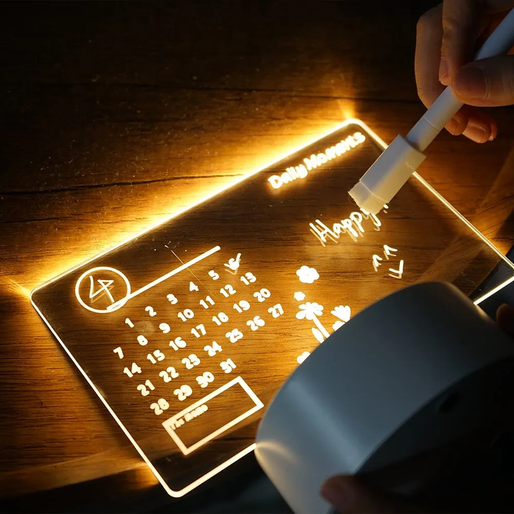 LED Message Board Night Light with USB Rechargeable Function - Soft Warm Light for Home Decoration and Personal Use