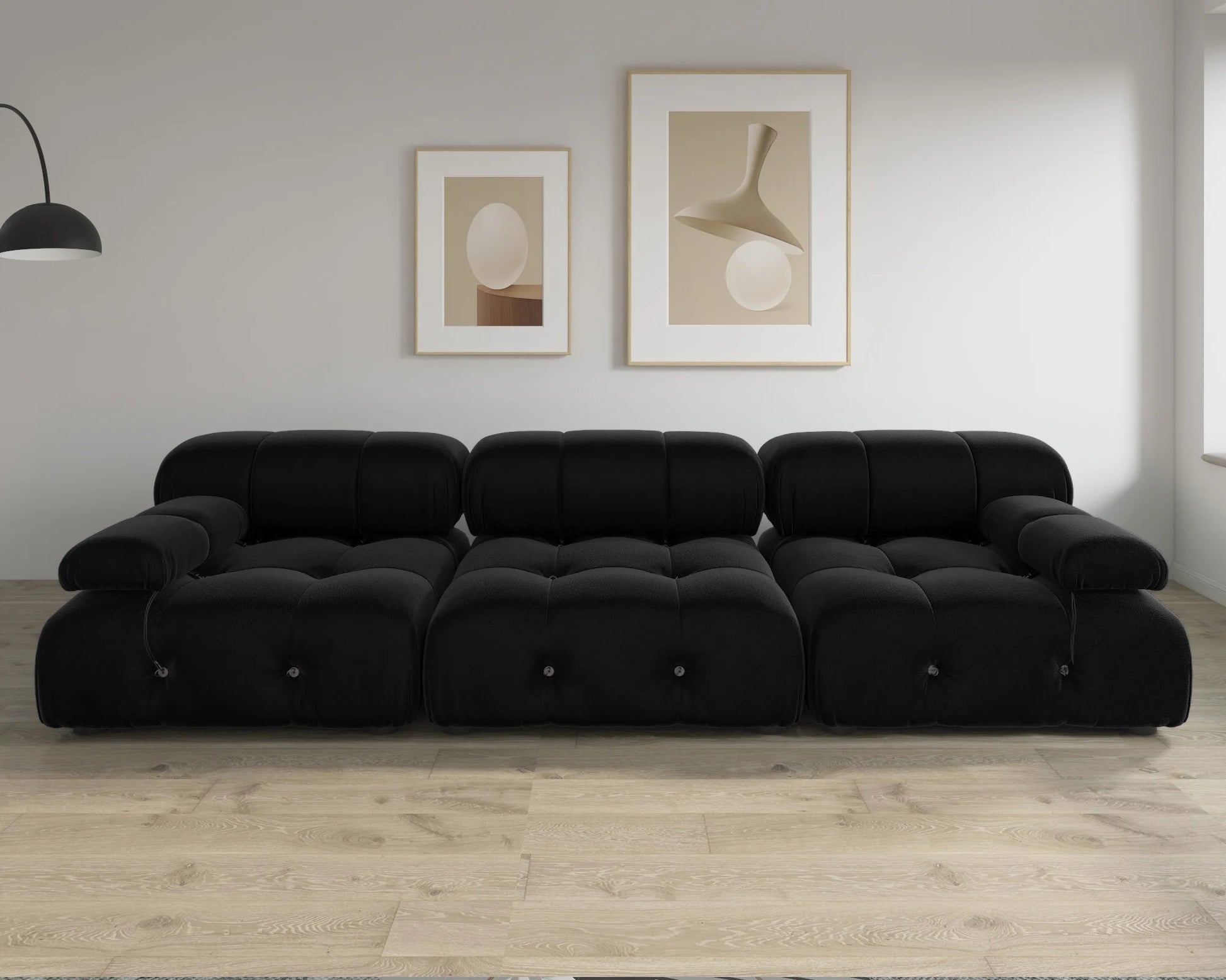 104" Modern Velvet Minimalist Modular Sectional Sofa - Convertible 3-Seat Living Room Set for Office and Apartment